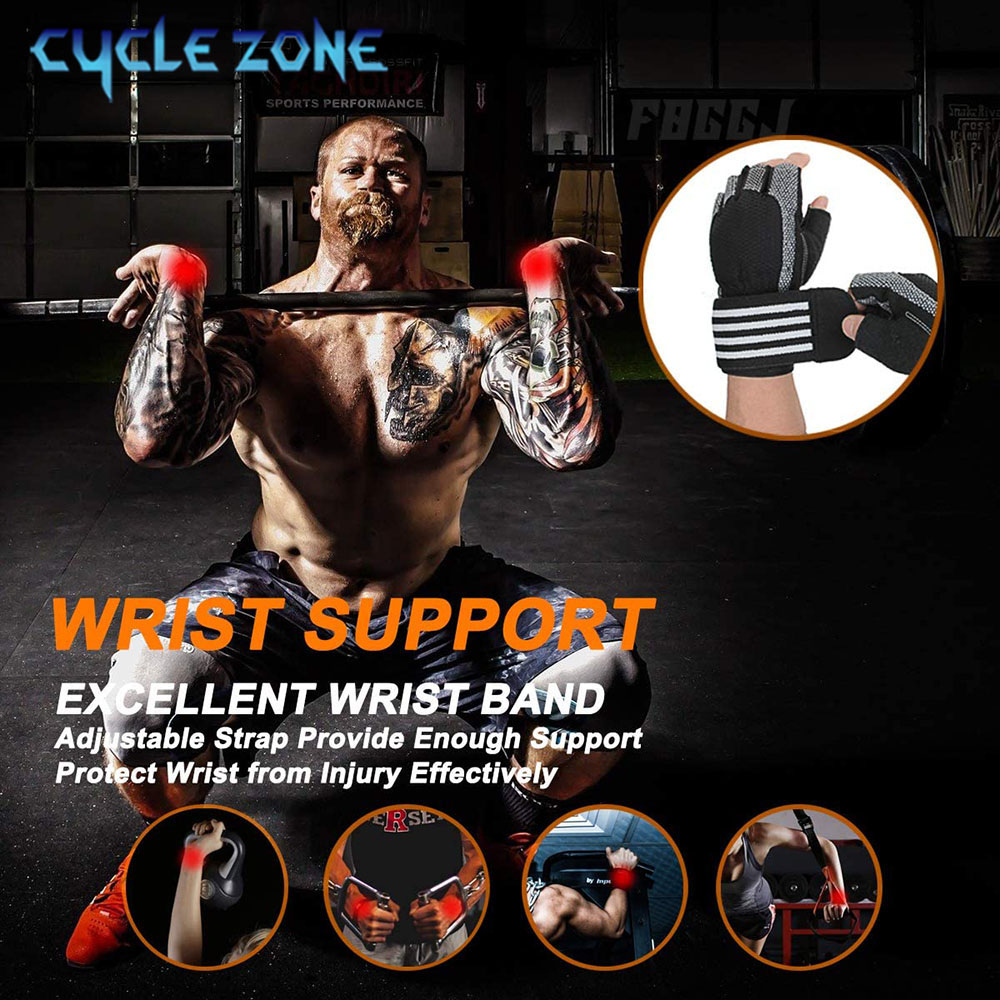 1 Pair Half Finger Gym Fitness - Wrist Wraps Weightlifting Support review and price
